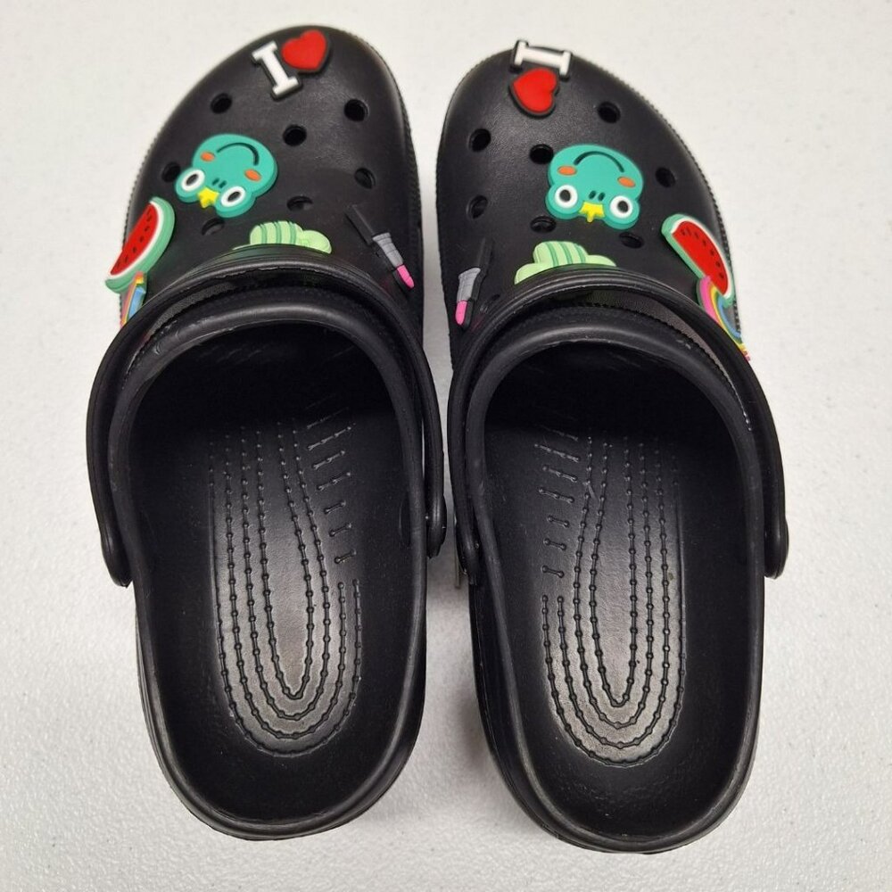 Voko Platform Rubber Clog Charms Embelished Black Basic Womens Size 38 Strap - Picture 7 of 11